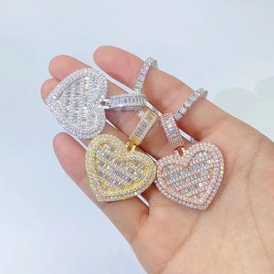 Pendanthalsband Iced Moissanite Heart Women Men 925 Silver Moissanita Diamond Ins Hiphop Jewelry 16K Gold Filled Collares Gift