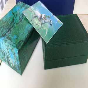 Helt ny GMT Luxury Green Original Box Tr klocka Papers Card Wallet Boxes Cases Sports handledsklockor Box292C
