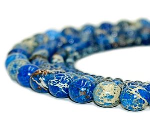 Natursteinblau Imperial Jasper Perlen rund Persischer Golf Achat Edelstein Lose Perlen für DIY -Armbandschmuck machen 1 Strand 8 5604508