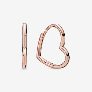 Womens Rose Gold Heart Hoop Earrings with Original Box for Pandora Authentic Sterling Silver Wedding Jewelry For Women Girlfriend Gift Engagement Earring