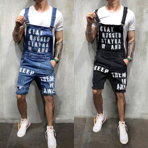 Erkek Şort Yaz Kot Tulum Erkekler Hip Hop Koşu Streetwear Moda Ince Çalışma Mektubu Baskılı Tulum Erkek
