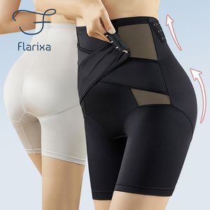 Women's Shapers Flarixa Plus Size Waist Trainer Body Shaper Tummy Control Shorts High Flat Belly Panties Butt Lifter Pants Boxer 221201