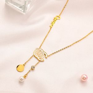 高級デザインネックレス 18 K ゴールドメッキブランドステンレス鋼ネックレスチョーカーチェーンクリスタルレターペンダントレディースウェディングジュエリーアクセサリー愛のギフト AA2021