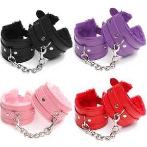 Vibrator sex toy Pu Adjustable Leather Plush Handcuffs Ankle Cuffs Are Suitable For Couples. Alternative Binding Exotic Accessories 7RM4