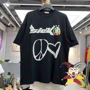 メンズ Tシャツ 2022ss パフプリント Sicko Tシャツ男性女性 Tシャツ黒、白トップス Tシャツストリート T221202