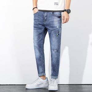 Men's Jeans Fashion Casual Cotton Colos Pants Slim Fit Panst High Quality Ripped for Clothes 221201