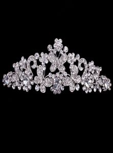 Cheap but High Quality Silver Rhinestone Butterfly Pageant Tiara Crown Bridal Hair Accessories Party Princess Queen Headpieces 5582619