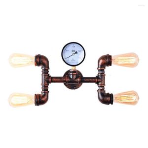 Lâmpada de parede Tubo de água 4 cabeças Luminárias Retro Retro Industrial Bronze Luzes Vintage da Bronze para Caso Sala de Lada do Loft