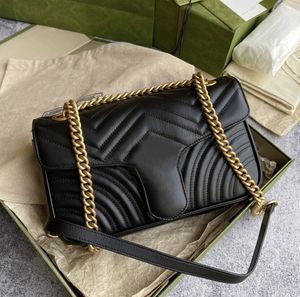 çanta tote tote çanta Hakiki Deri kadın Marmont Messenger çanta çanta altın zincir omuz çapraz vücut bayanlar Moda Mini çanta kadın cüzdan 16.5cm 22cm 26