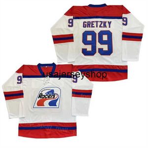 Hockey Jersey Movie College Indianapolis Racers 99 Wayne Gretzky broderier och sömda andningsmässiga lagfärgvit för sport