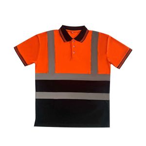 Work shirt knit garment custom reflective T-shirt POLO shirt fluorescent yellow and black fabric Mosaic construction shirt