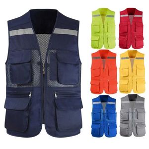 Industrial Reflective Safety Vest Photographer Vest With Pockets Mesh Work Clothes For Men With Reflectors