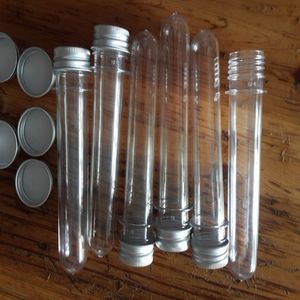 40 ml förpackningsflaska transparent mask badsalt test husdjur rör 40cc klar plast kosmetisk rör med aluminium lock