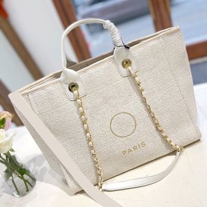 France Womens Classic Canvas Beach Shopping Bags Deauville Chain Gold Matelasse Chain Shoulder Large Capacity Luxury Designer Handbags 37X29CM