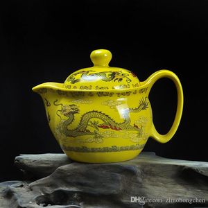 Teiera in porcellana cinese Kung Fu con infusore fatto a mano Drago Fiore Teiera Puer 350ml Ceramica Samovar Kungfu Teaware 2023