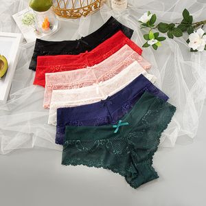 Lace Bow Knot Panties Women Lady Underwear Cotton Crotch See Through Brief Sexy Lingerie Underwear