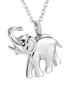 Lovely White Elephant Necklace Stainless Steel Cremation Jewelry Memorial HumanPet Ashes Urn Pendant Women Men Kids Unisex Fashio9693654