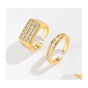 Bandringe Klassischer geometrischer Goldfarben-Cz-Ring Zarte funkelnde Zirkonia-Fingerringe für Frauen Eheringe Schmuck Geschenk Dr Dhrjx