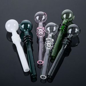 Tubo dritto Tubo Pyrex Vetro Bruciatore a olio Tubi Cucchiaio piccolo Tubi a mano Tabacco Inebriante Accessori per fumatori Colori Mutil SW39 All'ingrosso