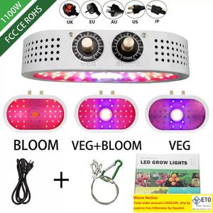 1100W LED GROW LIGHT DUBILT SWITCH DIMBABLE FULL SPECTRUM GROW Lampor för inomhusplantor Tält Växthusblomma Fitolamp Plant Lamp