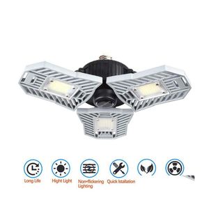 High Bay Led Garage Light 60W E27 6000Lm Deformable Ceiling Lighting Trabright Mining Lamps Warehouse Lamp With 3 Adjustable Panels Dhhc0