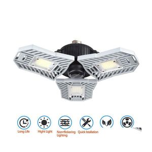 High Bay LED Garage Light 60W E27 6000lm Iluminação de teto deformável Lâmpadas de mineração Trabright Mining Warehouse com 3 painéis ajustáveis ​​DHHC0