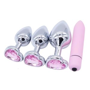 Vibratore Dildo Proiettile Giocattoli del sesso DOMI Palline vaginali Perline anali Gioielli in cristallo Cuore Butt Plug in acciaio inossidabile 0Y0Z