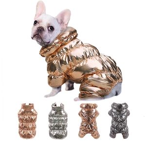 Hundkläder silverguld små kläder för s förtjockna designer vinter fransk bulldogjacka vattentät York chihuahua mops 221202