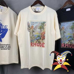 Homens camisetas T-shirt Homens Mulheres 1 Alta Qualidade Rhude Tee Vintage Tops Oversize Manga Curta T221202