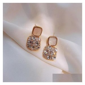 Dangle Chandelier Fashion Jewelry S925 Sier Needle Earrings Rhinstone Square Dangle Stud Drop Delivery Dhsi0