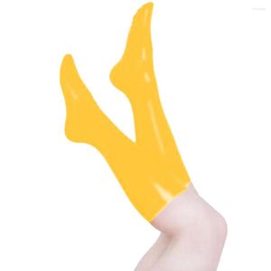Женские носки латексные носки чулки колготки эротические белье Unisexrubber костюмы аксессуар фетиш 3D короткая блестящая кожа