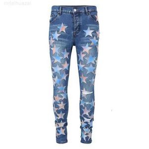 Herren-Jeans, Kleidung, Jeans, Herren, Damen, Panther-Druck, Armee-Grün, lange Distressed-Baumwolle, Kaninchen-Sticker-Stickerei, schmale Denim-Jeans, gerade Biker-Röhrenhoseb4dl