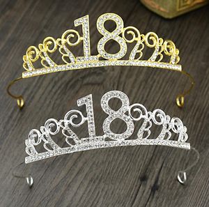 Gouden zilver 18 jaar oud verjaardagsfeestje Kroon nieuwe aankomst prinses tiara meisje glitter sparkle schattige hoofdbanden haar accessoire8331388