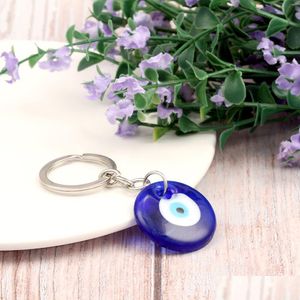 Anahtar halkalar moda takı Türk sembolü kötü göz yüzüğü vintage cam mavi anahtarlık damla teslimat dhrny