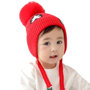 Winter Knit warm beanies Brand Designer infant Hat Soft baby thick knitted Beanie Hat With Big Fur Ball Bobble Raccoon Pom Poms wool hats