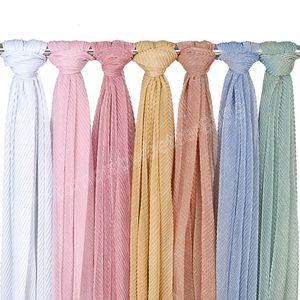 Fashion Shimmer Glitter Pleated Hijab Scarf Women Headscarf Head Wraps Muslim Headband Wedding Veil Foulard