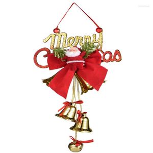 Party Supplies Merry Christmas Jingle Bells Door Hanger With Bow Bell Ornament Ornaments Xmas Holiday Tree Decors