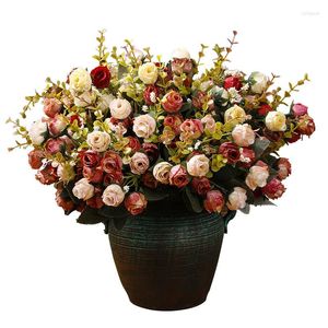 Decorative Flowers 20 Bundles European Style 21 Small Roses Bouquet Simulation Home Decoration Real Artificial
