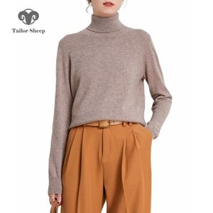 Suéteres femininos alfaiam ovelha 100% pura suéter de lã Merino Winter Turtleneck Pullover rosqueado de manga comprida Tops Jumper Bottoming 221201