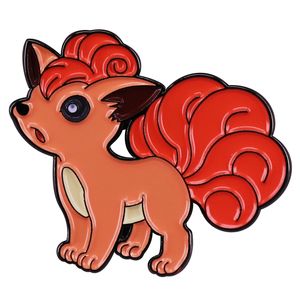 Fire Type Pet Fox Enamel Pin Anime Game Character Brooch Badge Backpack Collar Pins Hat Jewelry Accessories Red-brown Animal