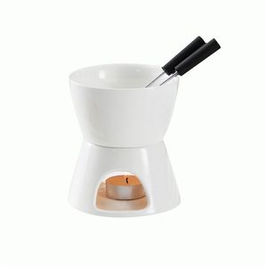 Wit porselein chocolade fondue set kaasgereedschap met vorken keramische boter smeltkroes voor home keuken feest centerpieces