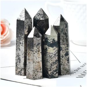 Arts And Crafts Decoration Craftss Natural Hematite Crystal Point Healing Stone Obelisk Pyrite Beautif Ornament For Home Decor Energ Dhnml