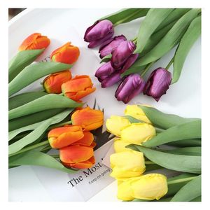 Kwiaty dekoracyjne 10pcs/działka 35 cm Tulip Artificial Bouquet Fake for Home Party Wedding Decoration