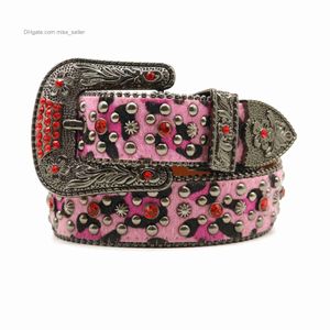 2022 Designer Belt BB Simon Rhinestone Belt Pink Diamond Inlaid Handgjorda Simple Sweet Cool and Versatile Pants Miss Seller