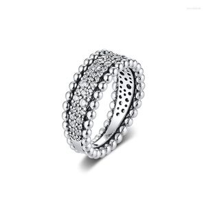 Klusterringar ckk ring pärlor pave kvinnor anel feminino 925 smycken sterling silver anillos mujer bröllop engagemang på