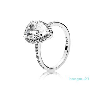 Real 925 Sterling Silver Tear Tear Drop CZ Diamond Ring with Original Box fit Pandora Wedding Ring Engagement Jewelry for Wome3471206
