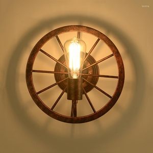 Wall Lamp Vintage Industrial Light Restaurant Bar Cafe Corridor Bedside Bedroom Stair Balcony Lighting Iron Wheel Sconce