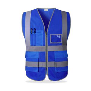 Industriell reflekterande säkerhet Vest HI Vis Vest med reflekterande ränder Arbetskläderväst med multifickor Reflekterande klädsäkerhet Reflekterande väst för män