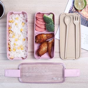 Lunch Boxes 750ml Healthy Material 2 Layer Lunch Box Wheat Straw Bento Boxes Microwave Dinnerware Food Storage Container Lunchbox 221202