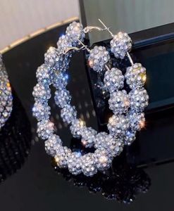Hoop Huggie FYUAN Fashion Crystal Ball Orecchini geometrici oversize strass per le donne Statement Jewelry9917491